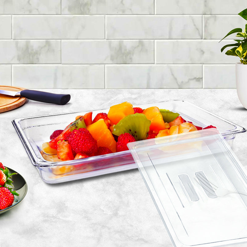 Gastronorm GN 1/1 65mm Clear Food Tray Set of 4 Polycarbonate with Lids