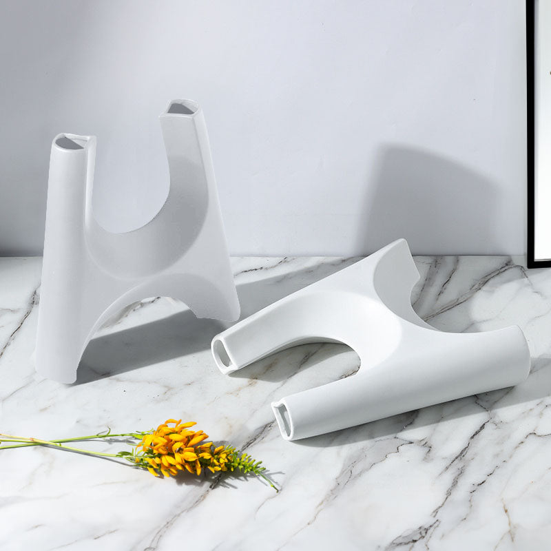 2X Ceramic Plant Pot Stand Bottle Holder 31x32cm White Modern Minimalist