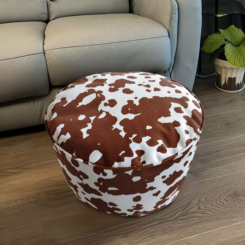 2X Round Pouffe Velvet Cotton Blend 48cm Dia 35cm H Multicolor Cushion