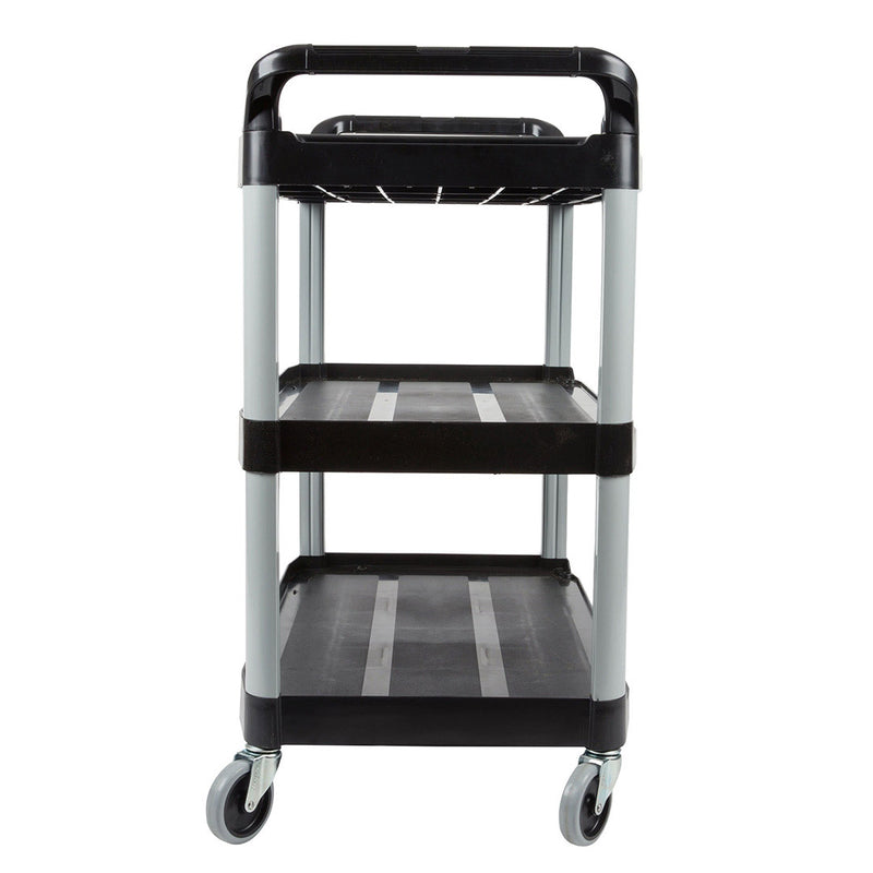 3 Tier PVC Trolley Cart 84x43x95cm Kitchen Storage Black Small Easy Assembly
