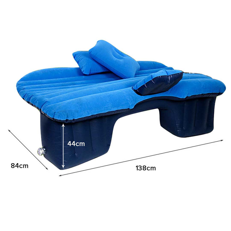 Portable Car Camping Kit 12V Vacuum Inflatable Air Mattress Trunk Organizer Blue