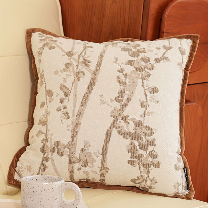 2X 45cm Plush Velvet Cushion Cover Cotton Retro Tree Flower Bird Multicolor