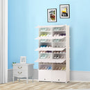 9 Tier 2 Column White Shoe Rack Organizer Stackable Portable Storage Cabinet