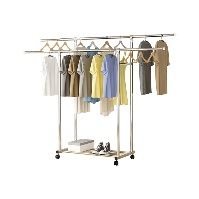 120x150x95cm Stainless Steel Floor Standing 3 Pole Clothes Rack With Wheels