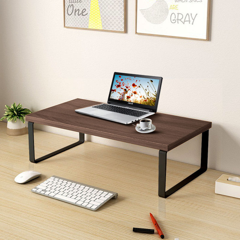 2X Black Monitor Stand 40cm Desktop Organizer Ergonomic Height Boost