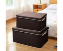 Medium Coffee Non-Woven Fabric Storage Organizer Box Diamond Quilt Pattern