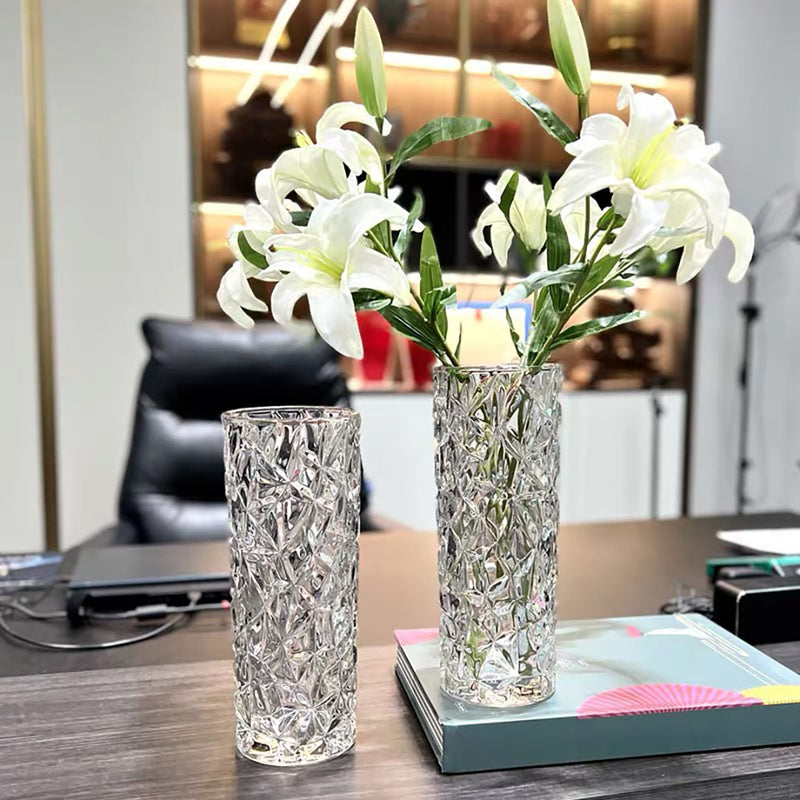 Clear Glass Vase 12x30cm Tall Wide Opening Thick Sleek Minimalist Design