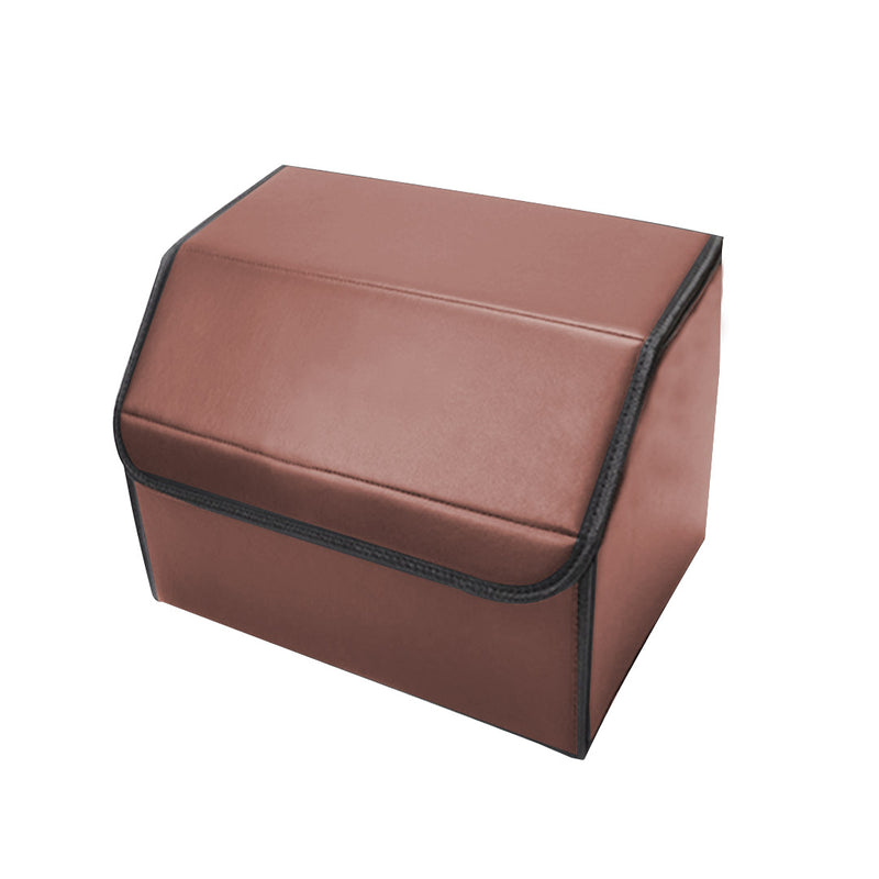 Leather Car Boot Trunk Organizer Foldable Storage Box Coffee Small Portable