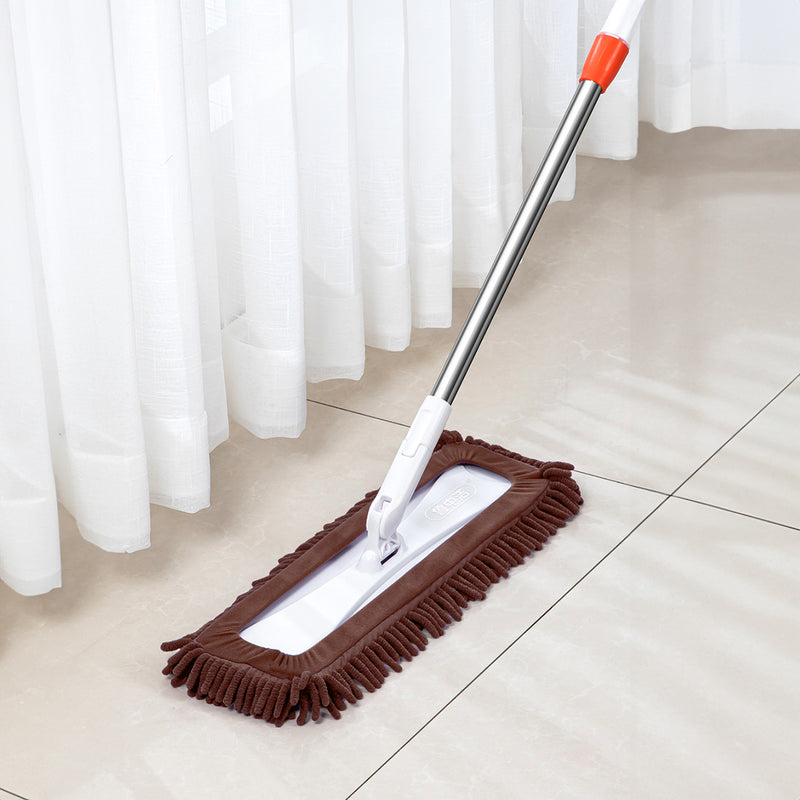Microfiber Flat Mop 80x12cm Coffee 4 Pieces With 150cm Stainless Steel Handle