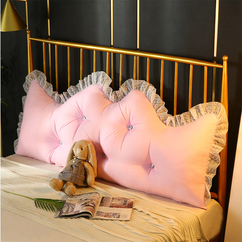 180cm Pink Princess Pillow Backrest Headboard Sofa Cushion with Ruffle Lace