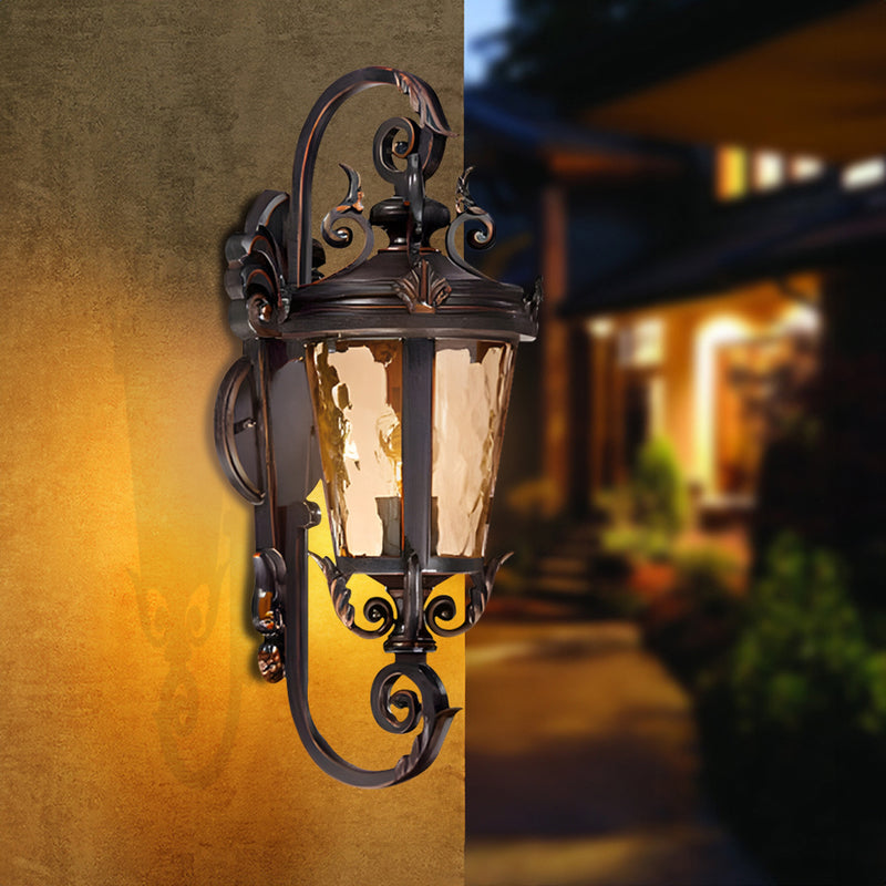 2X Vintage Aluminum And Glass Wall Lamp 36cmx70cm Dark Brown