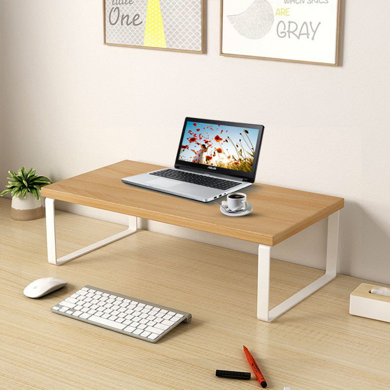 Wood Monitor Stand 40cm Ergonomic Desk Organizer with Storage Natural Finish