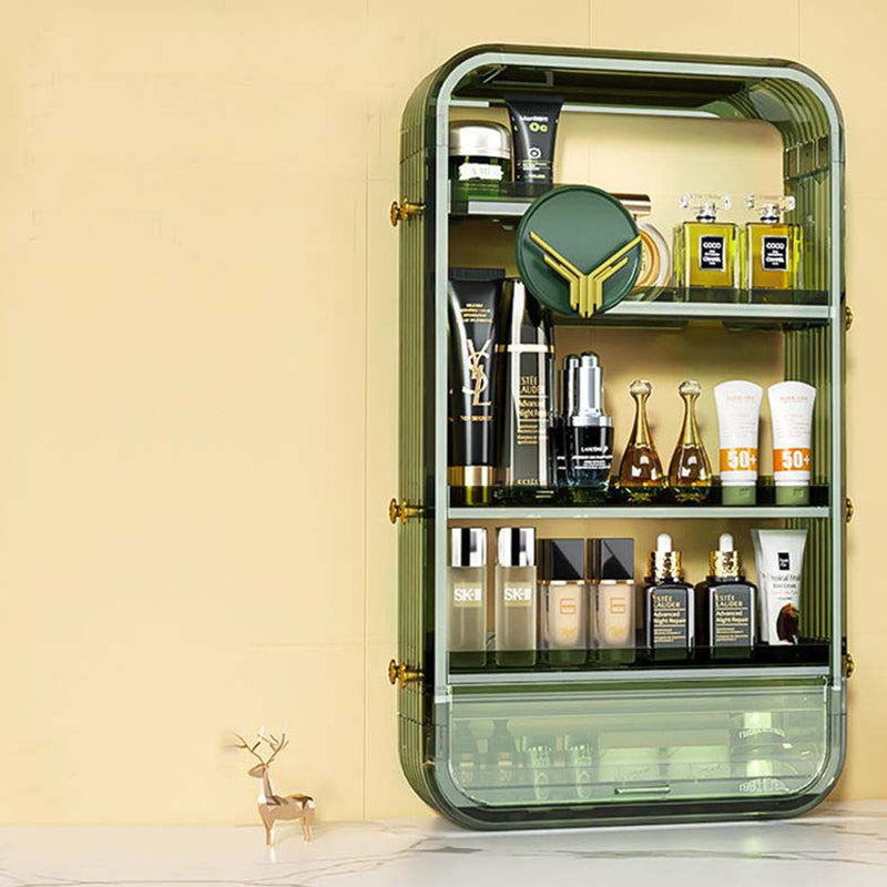 Green Multi Tier Cosmetic Storage Rack ABS Vanity Tray Bathroom Organizer
