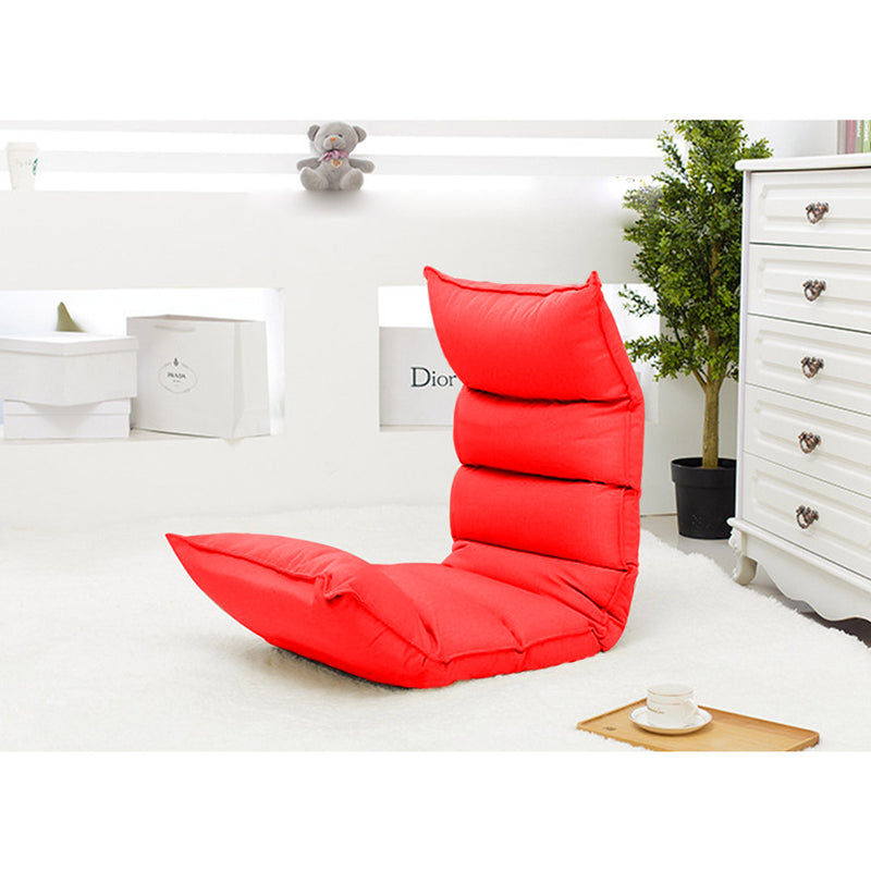 Foldable Suede Tatami Floor Sofa Bed Recliner Chair Adjustable Angles Red