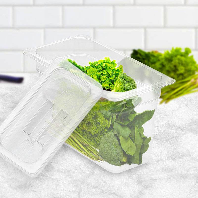 Transparent Polycarbonate GN Pan 1/3 Food Tray 200mm Bundle of 2 With Lid