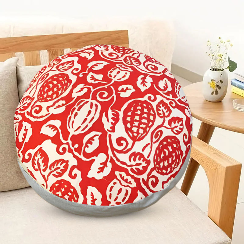 2X 45x45x18cm Red Polyester Cotton Pouffe Cushion Epp Particle Insert Plush