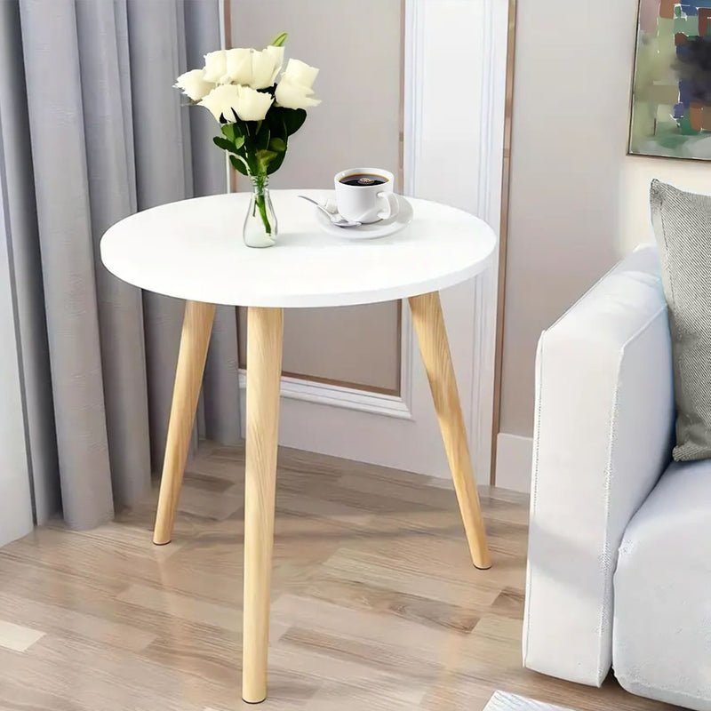 2X 60x60cm White Side Coffee Table Walnut Top Solid Wood Legs Modern