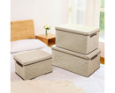 2X Small Beige Non-Woven Fabric Storage Box Organizer Lid Dustproof Portable