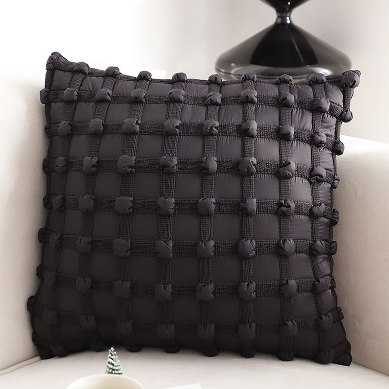 2X Plush Velvet Square Throw Pillow 45x45 Cm 15Cm Thick Black