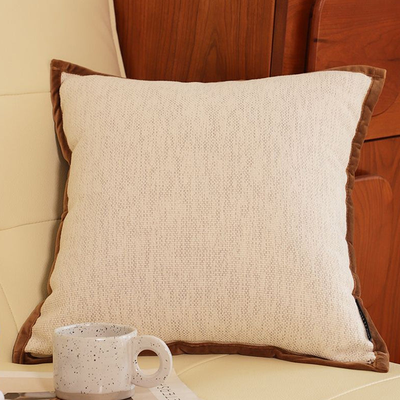2X 45cm Square Velvet Throw Pillow Polyester Cotton 15cm Thick Off White