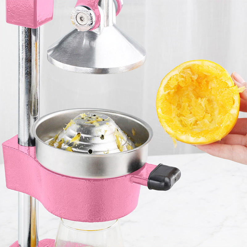 2X Commercial Hand Press Cast Iron Juicer 304 Stainless Steel Cone Pink