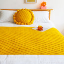 Yellow Acrylic Knitted Throw Blanket 130x230cm Geometric Diamond Tassels
