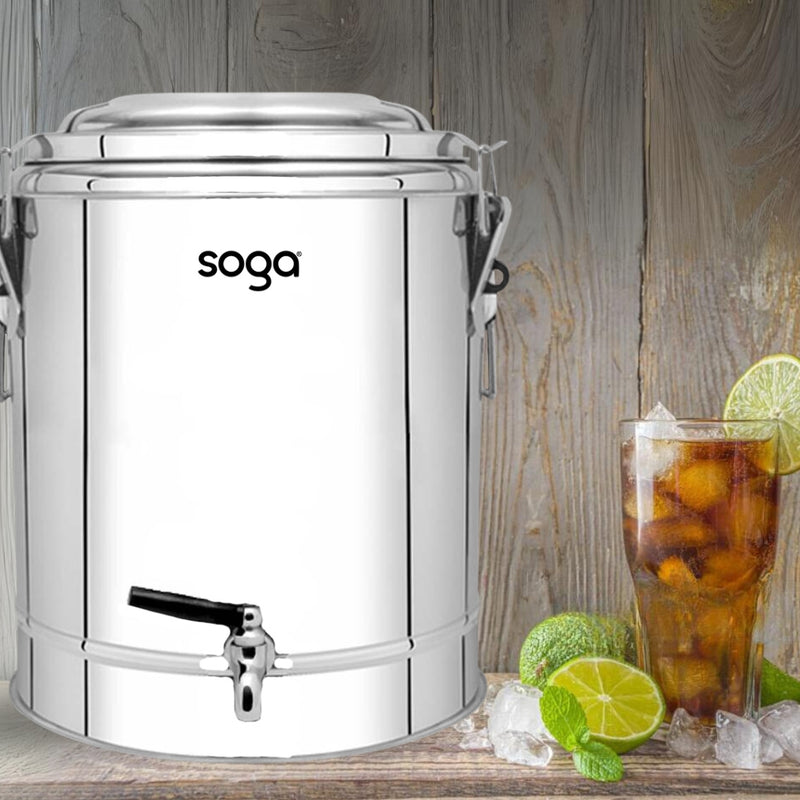2X Stainless Steel 50L Insulated Stock Pot Dispenser Hot Cold Beverage Tap