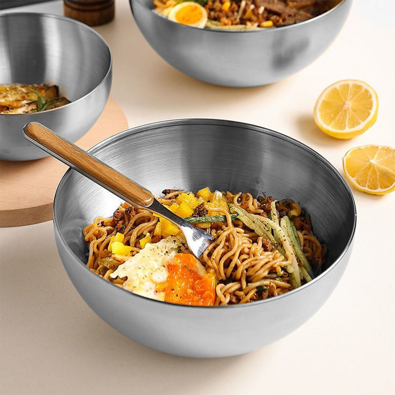 20cm Stainless Steel Salad Bowl Model 201 Silver Set Of 2 Elegant