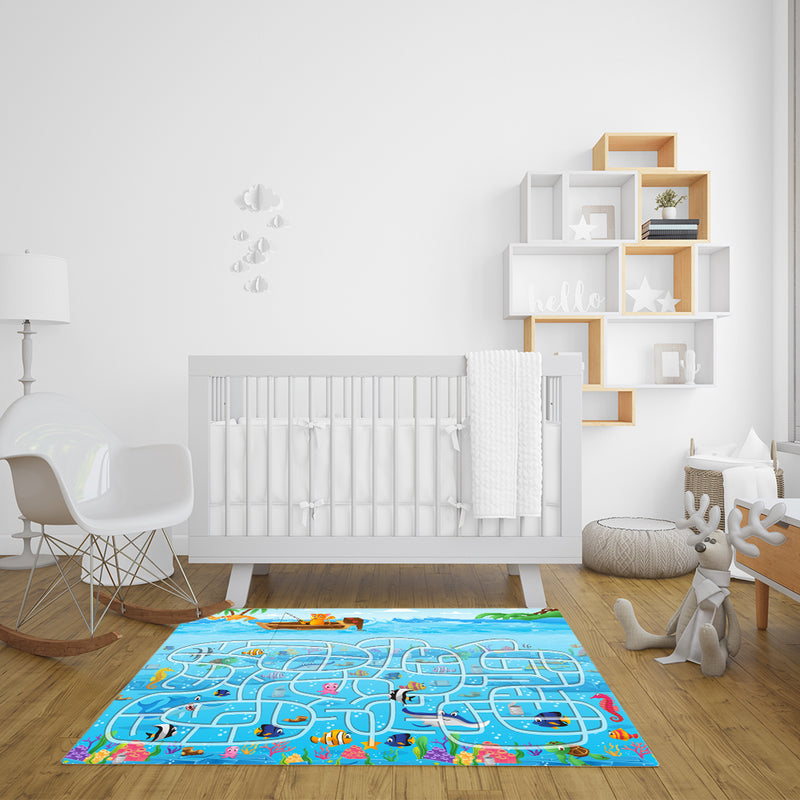 Kids Rug 120cm Street Map Play Mat Educational Nursery Bedroom Playroom Carpet