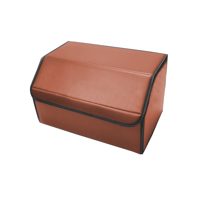 Leather Car Boot Organizer Medium 40x30x30cm Collapsible Portable Black