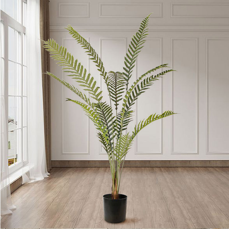 2X 240cm Artificial Polyethylene Hares Foot Fern Plant Green Indoor With Pot