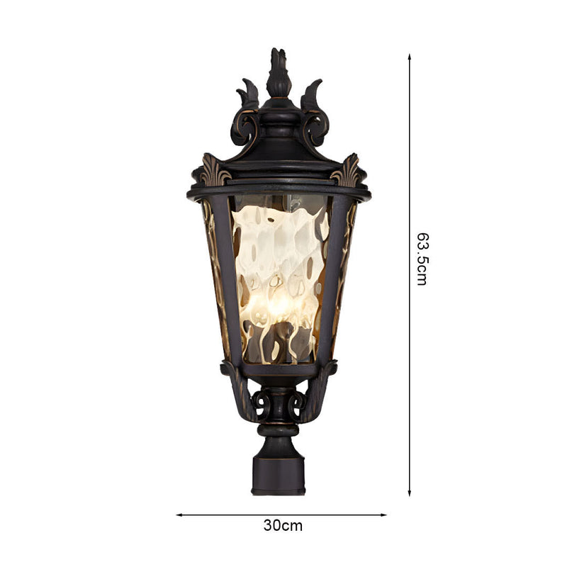 4X Vintage Outdoor Post Lantern Aluminum Amber Glass 63.5cm Dark Brown