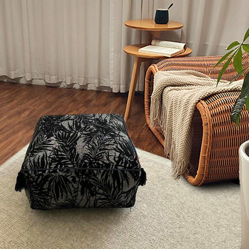 50cm Polyester Fiber Pouffe Cushion Expanded Polypropylene Insert Black