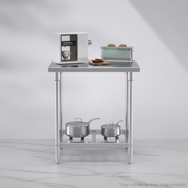 Commercial Stainless Steel Prep Work Bench 80x70x85cm Adjustable Bottom Shelf