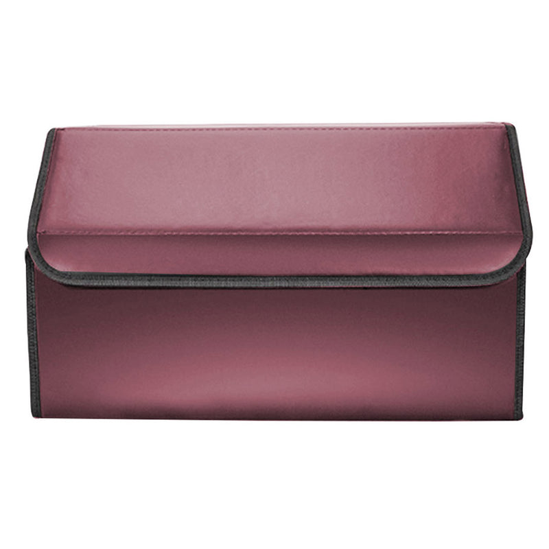 4X Leather Car Boot Collapsible Cargo Organizer 55x30x30cm Red Removable Divider