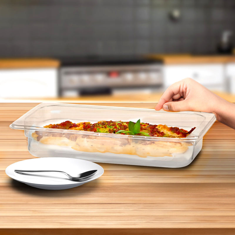 Clear Polycarbonate GN 65mm Food Tray Set of 4 Dishwasher Safe Commercial Use