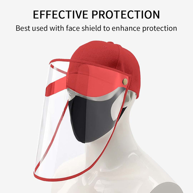 2X Kids Protective Hat With Full Face Anti Fog Tpu Shield 26cmx35cm Red Cotton
