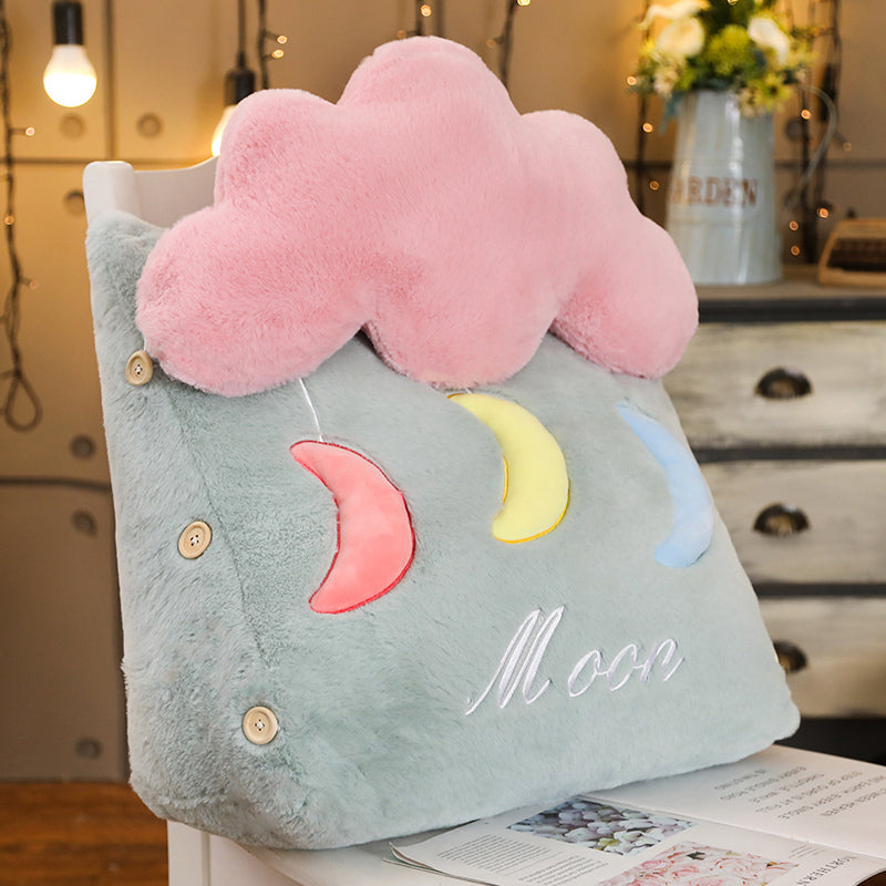 2X Green Cloud Cushion Soft Lumbar Wedge Pillow Plush Home Decor 45x25x50cm