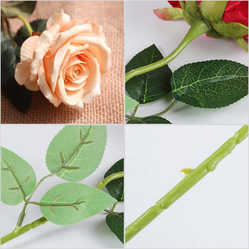 20pcs Artificial Silk Rose Bouquet 6.5cm x 52cm Table Decor Champion Color