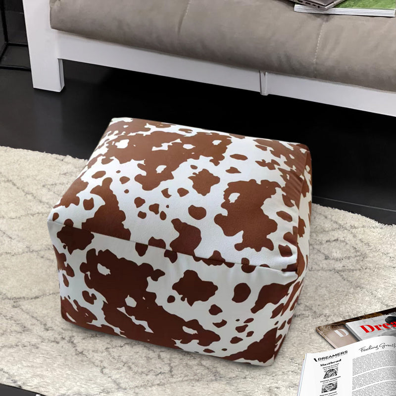 Vintage Squared Pouffe Seat Cushion Velvet Cotton Multicolor 55x55x35cm