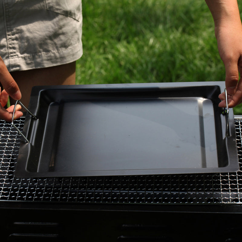 2X 66cm Portable Folding Stainless Steel Charcoal Box Grill Black Camping