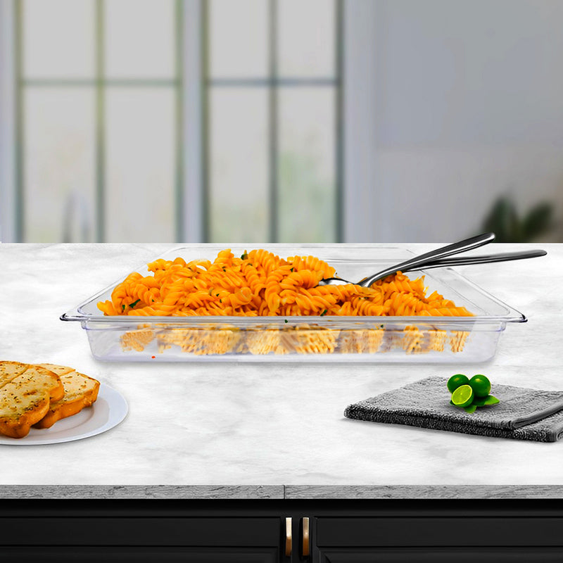 100mm Clear Gastronorm GN Pan Set of 6 Polycarbonate Food Tray Dishwasher Safe