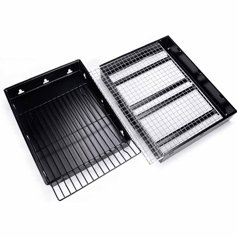 Portable Mini Folding Steel Charcoal Grill Box Camping 350x270x200mm Black