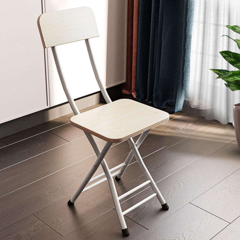Foldable Chairs Mdf Seat Aluminum Legs 77cm Height 44cm White Maple Set of 2
