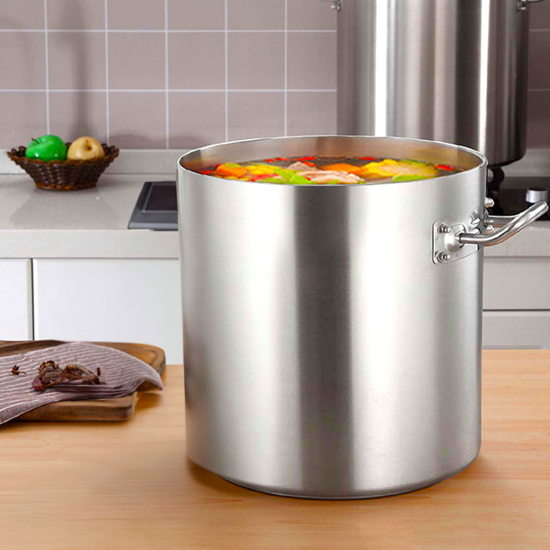 Stock Pot 225L 18/10 Stainless Steel Thick Sandwich Bottom Induction Ready