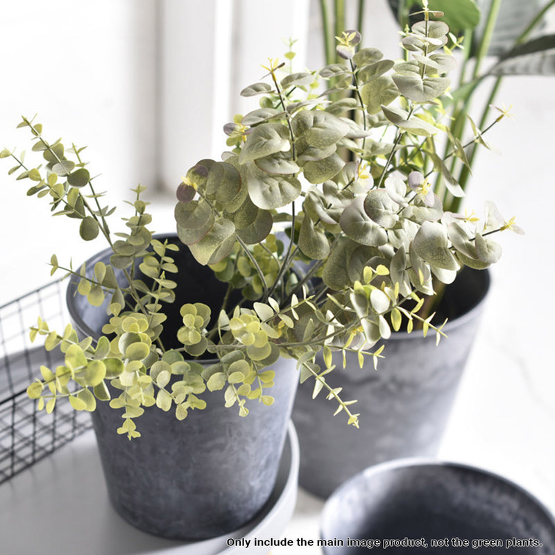 27cm Weathered Grey Resin Planter Cement Look Indoor Home Office Decor