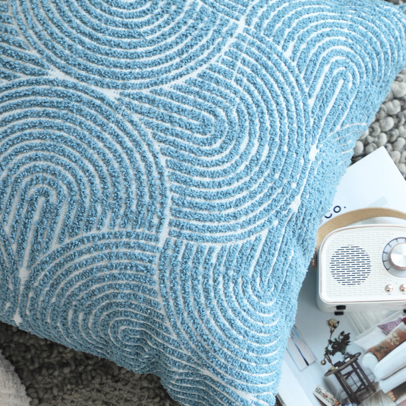 2X Blue Geometric Corded Throw Pillow Polyester Cotton 50cm Indoor Outdoor