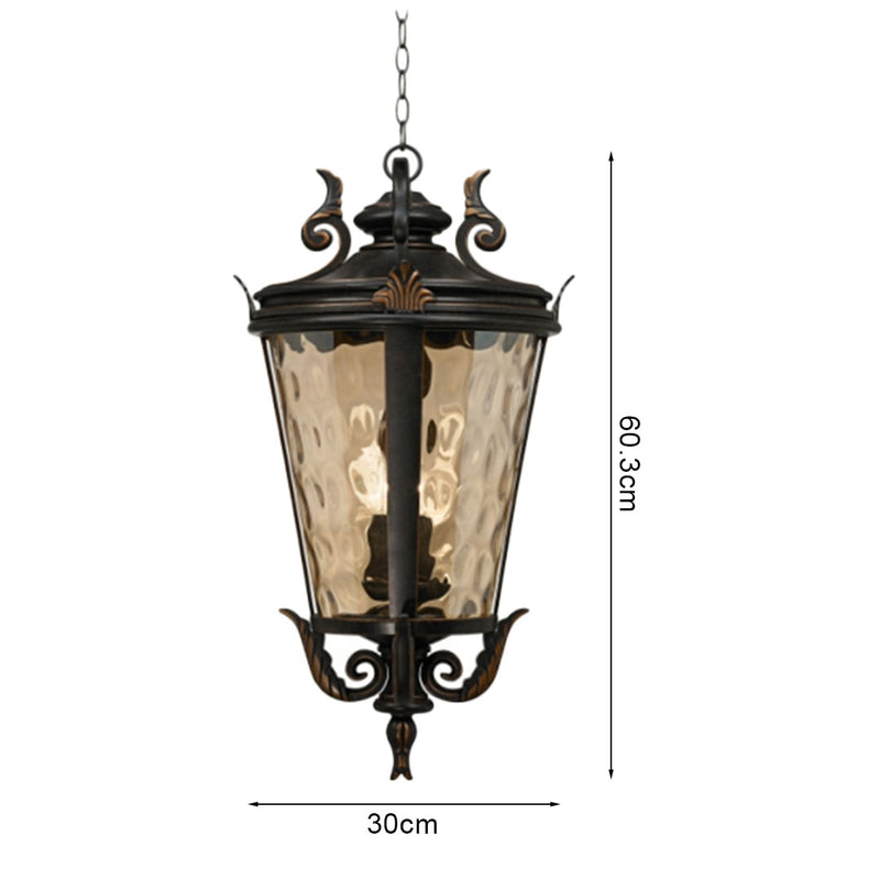 6X Vintage Aluminum Glass Chandelier 30cmx60.3cm Dark Brown Hanging Light