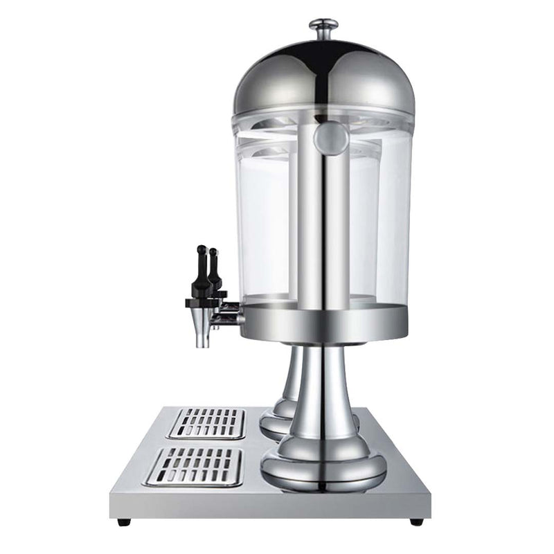 2X 8L Stainless Steel Beverage Dispenser Dual Server With Ice Tube Mirror Finish
