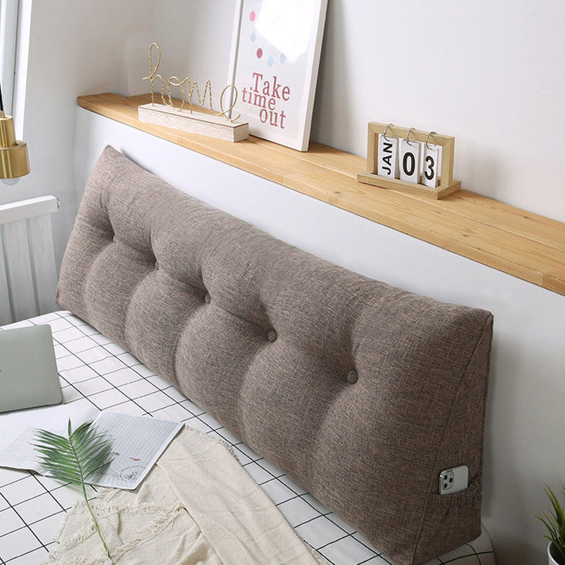 100cm Coffee Triangular Wedge Pillow Headboard Backrest with Side Pocket